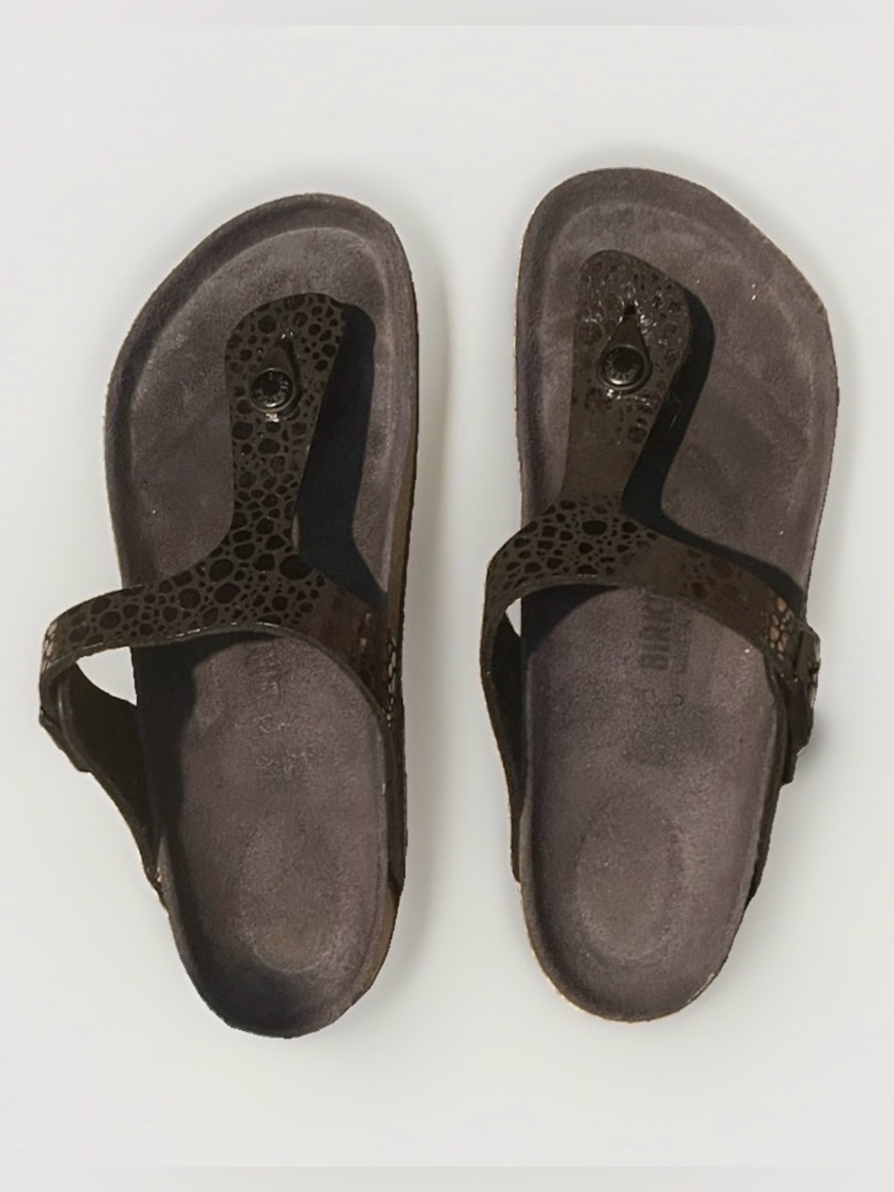 Birkenstock Gizeh Birko-Flor Metallic Stones Black Thong Sandals Womens 39